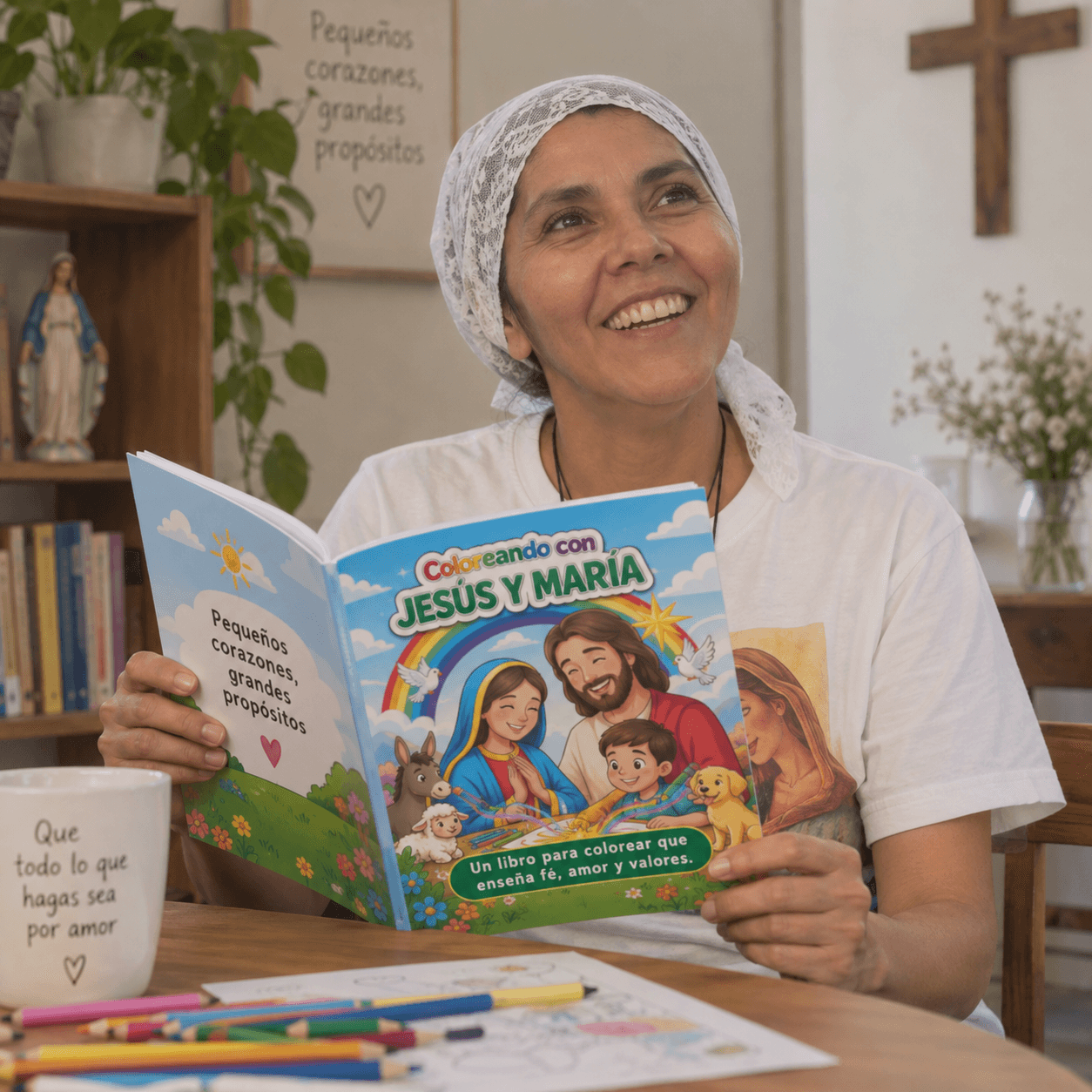 La Hna. Aracely con el libro